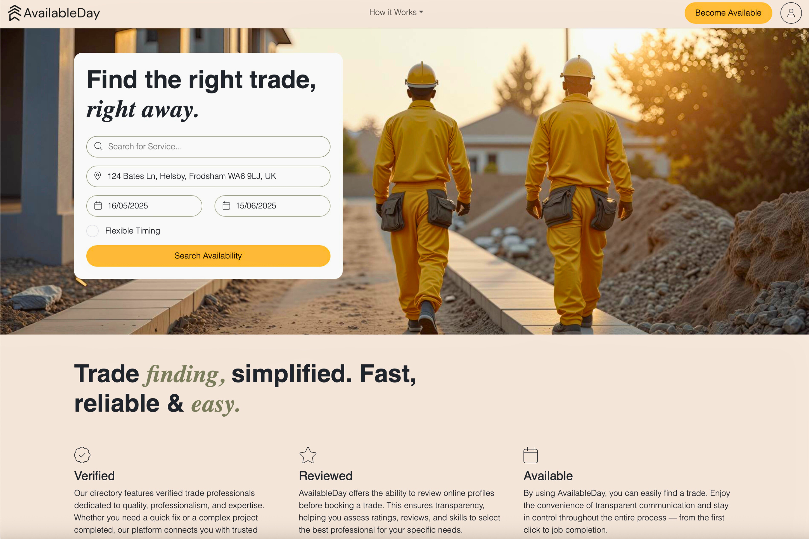 Overview of AvailableDay, a Inceptism Partner, Website